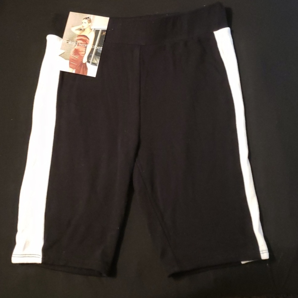 Naked Wardrobe Black and White Biker Shorts